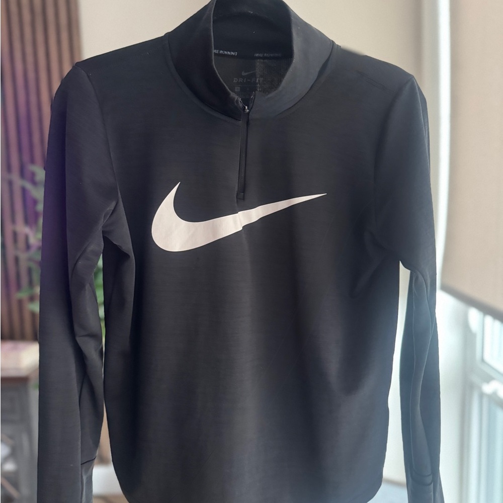 Nike Dri-FIT Black 1/4 Zip Running Top Thumbholes Swoosh Women’s